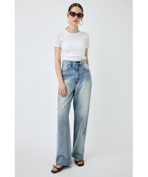 MOUSSY（マウジー）の「HW DAMAGE LOOSE STRAIGHT（デニムパンツ・レディース・ブルー・24inch/23inch/26inch/25inch）」の4枚目の写真