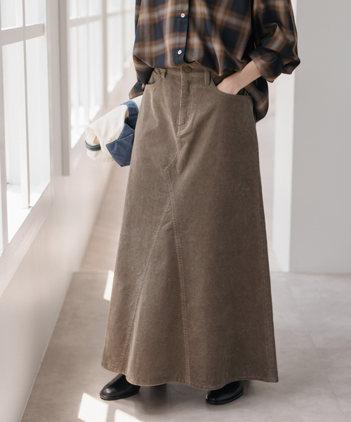Spick & Span(スピックアンドスパン)の「ストレッチコーデュロイスカート(スカート・レディース・ブラウン系その他/カーキ・36/38/40)」の1枚目の写真