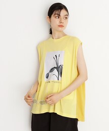 異素材切替フォトプリントTシャツ【洗える】