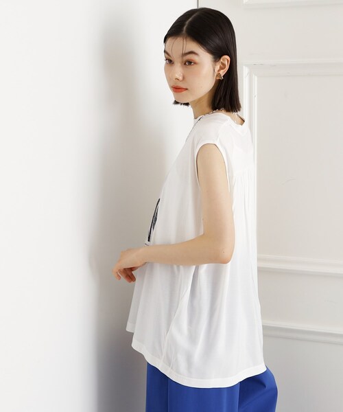 THE SHOP TK （ザ ショップ ティーケー ）の「異素材切替フォトプリントTシャツ【洗える】（Tシャツ/カットソー・レディース・オフホワイト/イエロー系その他/ブラウン系その他・99）」の22枚目の写真
