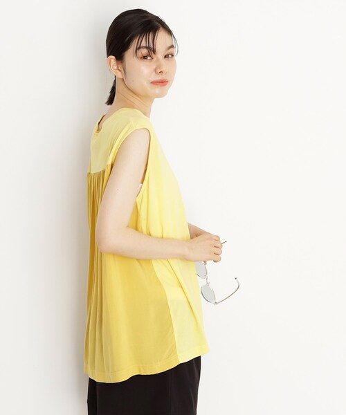 THE SHOP TK （ザ ショップ ティーケー ）の「異素材切替フォトプリントTシャツ【洗える】（Tシャツ/カットソー・レディース・オフホワイト/イエロー系その他/ブラウン系その他・99）」の18枚目の写真