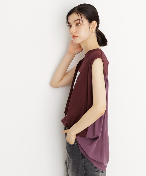 THE SHOP TK （ザ ショップ ティーケー ）の「異素材切替フォトプリントTシャツ【洗える】（Tシャツ/カットソー・レディース・オフホワイト/イエロー系その他/ブラウン系その他・99）」の14枚目の写真