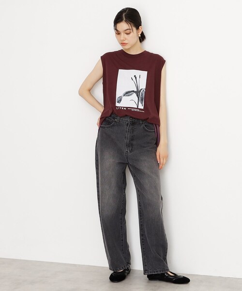 THE SHOP TK （ザ ショップ ティーケー ）の「異素材切替フォトプリントTシャツ【洗える】（Tシャツ/カットソー・レディース・オフホワイト/イエロー系その他/ブラウン系その他・99）」の12枚目の写真
