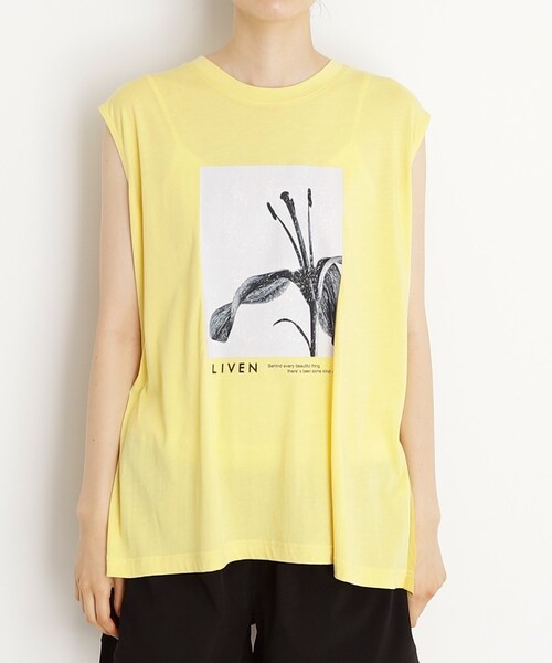 THE SHOP TK （ザ ショップ ティーケー ）の「異素材切替フォトプリントTシャツ【洗える】（Tシャツ/カットソー・レディース・オフホワイト/イエロー系その他/ブラウン系その他・99）」の10枚目の写真