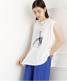 異素材切替フォトプリントTシャツ【洗える】