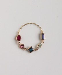 cui-cui（キュイキュイ）の「マルチカラー ストーン チェーンリング | K10YG（リング）」