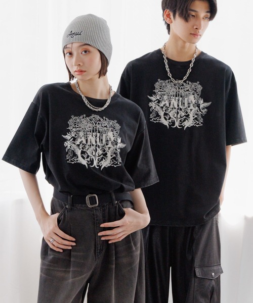 美品 DUAL VIEW デュアルビュー ベアモチーフTシャツ ネイビー 42 美品 DUAL VIEW デュアルビュー ベアモチーフTシャツ ネイビー