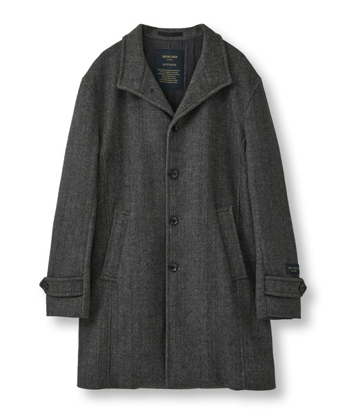 MEN'S BIGI（メンズビギ）の「Super140ウールヘリンボーンビーバー スタンドカラーコート（その他アウター・メンズ・ブラウン/グレー/ブルー/ネイビー・01/04/03/02）」の2枚目の写真