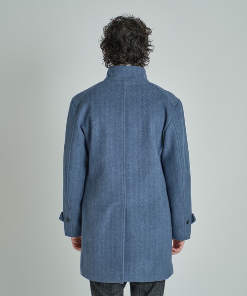 MEN'S BIGI（メンズビギ）の「Super140ウールヘリンボーンビーバー スタンドカラーコート（その他アウター・メンズ・ブラウン/グレー/ブルー/ネイビー・01/04/03/02）」の7枚目の写真