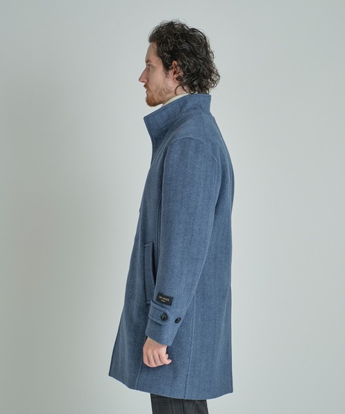 MEN'S BIGI（メンズビギ）の「Super140ウールヘリンボーンビーバー スタンドカラーコート（その他アウター・メンズ・ブラウン/グレー/ブルー/ネイビー・01/04/03/02）」の6枚目の写真