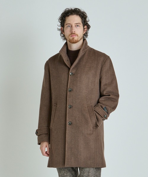 MEN'S BIGI（メンズビギ）の「Super140ウールヘリンボーンビーバー スタンドカラーコート（その他アウター・メンズ・ブラウン/グレー/ブルー/ネイビー・01/04/03/02）」の9枚目の写真
