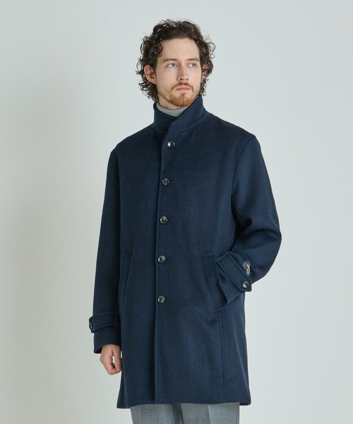 MEN'S BIGI（メンズビギ）の「Super140ウールヘリンボーンビーバー スタンドカラーコート（その他アウター・メンズ・ブラウン/グレー/ブルー/ネイビー・01/04/03/02）」の11枚目の写真