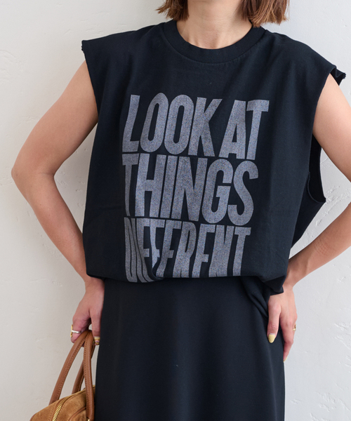 U by SPICK&SPAN（ユーバイスピックアンドスパン）の「SCREEN STARS/スクリーンスターズ 別注ロゴノースリーブ（Tシャツ/カットソー・レディース・ブラック/ホワイト/チャコールグレー・FREE）」の4枚目の写真