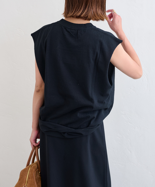 U by SPICK&SPAN（ユーバイスピックアンドスパン）の「SCREEN STARS/スクリーンスターズ 別注ロゴノースリーブ（Tシャツ/カットソー・レディース・ブラック/ホワイト/チャコールグレー・FREE）」の7枚目の写真