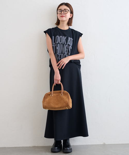 U by SPICK&SPAN（ユーバイスピックアンドスパン）の「SCREEN STARS/スクリーンスターズ 別注ロゴノースリーブ（Tシャツ/カットソー・レディース・ブラック/ホワイト/チャコールグレー・FREE）」の10枚目の写真