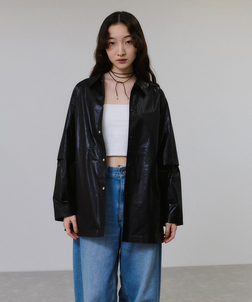 ADAM ET ROPE'(アダムエロペ)の「2WAYスリーブコーティングシャツブルゾン(ブルゾン・レディース・ブラック/カーキ・FREE)」の16枚目の写真