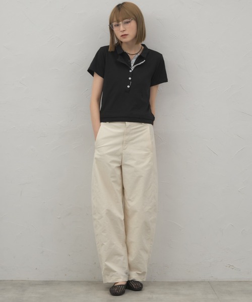 leimn(レイムン)の「レイヤード風ポロシャツ(ポロシャツ・レディース・ブラック/チャコールグレー・FREE)」の6枚目の写真