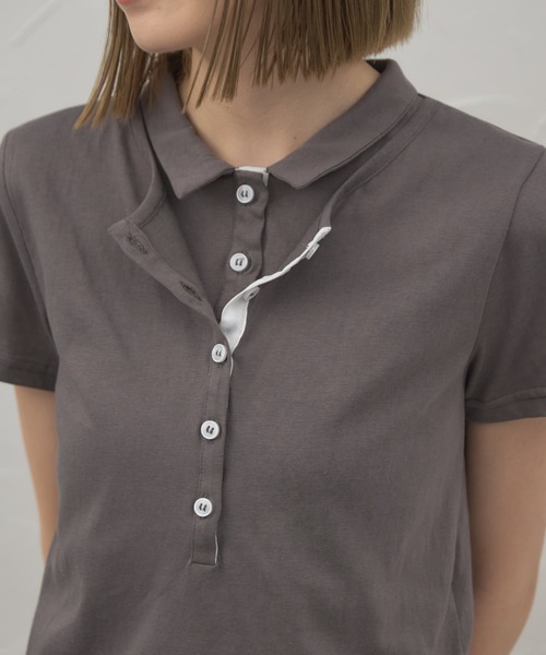 leimn(レイムン)の「レイヤード風ポロシャツ(ポロシャツ・レディース・ブラック/チャコールグレー・FREE)」の12枚目の写真