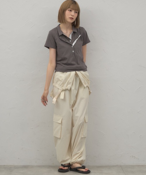 leimn(レイムン)の「レイヤード風ポロシャツ(ポロシャツ・レディース・ブラック/チャコールグレー・FREE)」の13枚目の写真