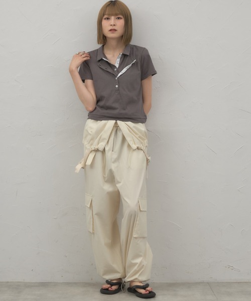 leimn(レイムン)の「レイヤード風ポロシャツ(ポロシャツ・レディース・ブラック/チャコールグレー・FREE)」の15枚目の写真