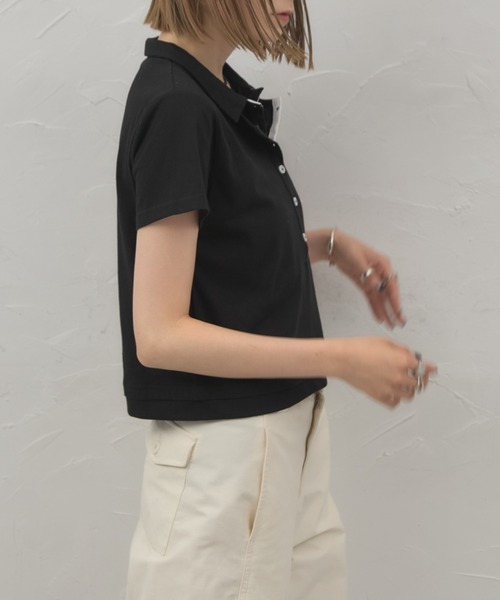 leimn(レイムン)の「レイヤード風ポロシャツ(ポロシャツ・レディース・ブラック/チャコールグレー・FREE)」の5枚目の写真