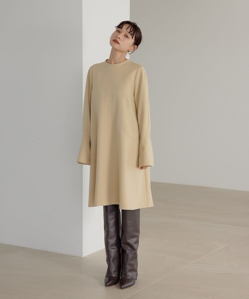 EMMEL REFINES（エメルリファインズ）の「＜EMMEL REFINES＞EM キリカエ Aライン ミニ ワンピース（ワンピース・レディース・ブラック/ベージュ・FREE）」の9枚目の写真