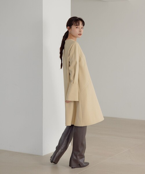 EMMEL REFINES（エメルリファインズ）の「＜EMMEL REFINES＞EM キリカエ Aライン ミニ ワンピース（ワンピース・レディース・ブラック/ベージュ・FREE）」の3枚目の写真