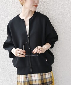 SHIPS any ニットブルゾン 黒 新品タグ付き ジップアップ WEB限定】SHIPS any:〈洗濯機可能〉ジップアップ ニット
