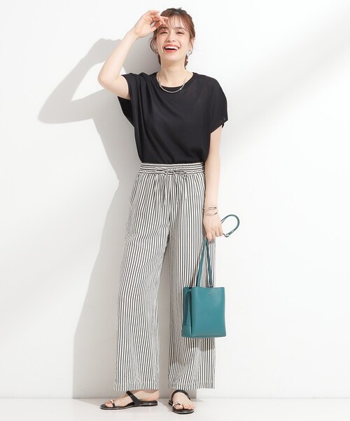 DRESKIP（ドレスキップ）の「【ひんやり/S-LL】さらさらな肌触りが心地よい フレンチスリーブニット（ニット/セーター・レディース・ブルー/ブラック/ネイビー系2/ダークオレンジ・01/03/04/02）」の12枚目の写真