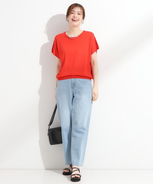 DRESKIP（ドレスキップ）の「【ひんやり/S-LL】さらさらな肌触りが心地よい フレンチスリーブニット（ニット/セーター・レディース・ブルー/ブラック/ネイビー系2/ダークオレンジ・01/03/04/02）」の20枚目の写真