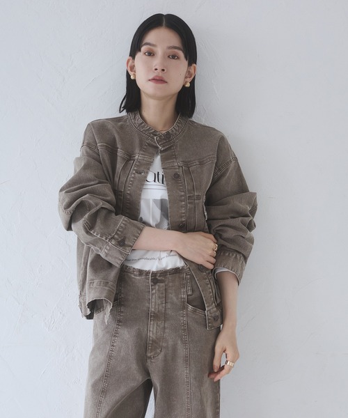 hunch（ハンチ）の「オーバーサイズ ツイル/デニムジャケット（デニムジャケット・レディース・ワンウォッシュ/ライトインディゴブルー/グレイッシュベージュ・FREE）」の7枚目の写真