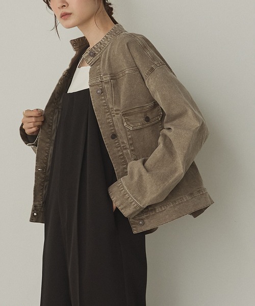 hunch（ハンチ）の「オーバーサイズ ツイル/デニムジャケット（デニムジャケット・レディース・ワンウォッシュ/ライトインディゴブルー/グレイッシュベージュ・FREE）」の10枚目の写真