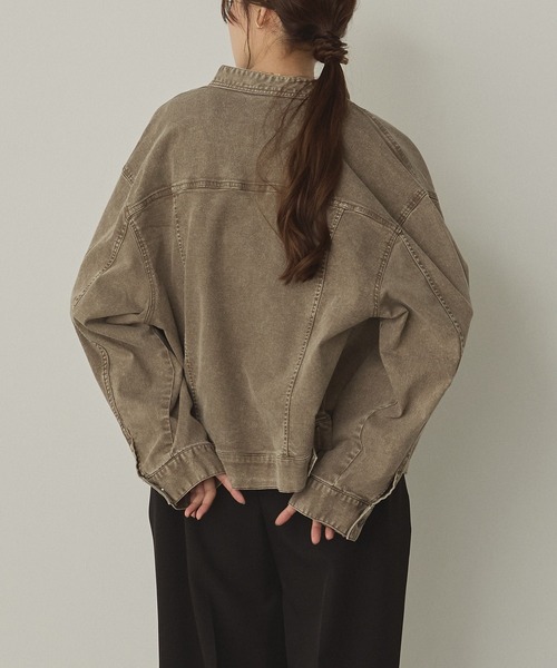hunch（ハンチ）の「オーバーサイズ ツイル/デニムジャケット（デニムジャケット・レディース・ワンウォッシュ/ライトインディゴブルー/グレイッシュベージュ・FREE）」の11枚目の写真