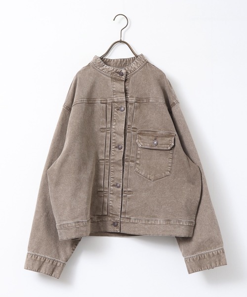 hunch（ハンチ）の「オーバーサイズ ツイル/デニムジャケット（デニムジャケット・レディース・ワンウォッシュ/ライトインディゴブルー/グレイッシュベージュ・FREE）」の15枚目の写真