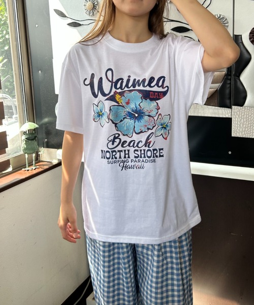 セール】フラワープリント ロゴTシャツ 夏服（Tシャツ