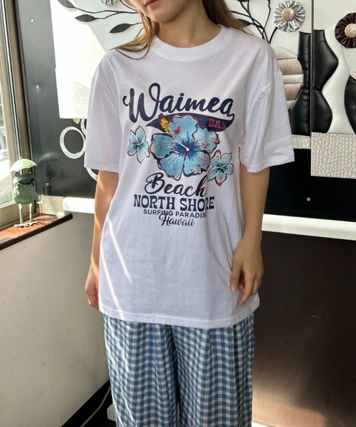 コットン フラワープリント ロゴ Tシャツ THJET49P03 USCW19 セール】フラワープリント ロゴTシャツ 夏服(Tシャツ