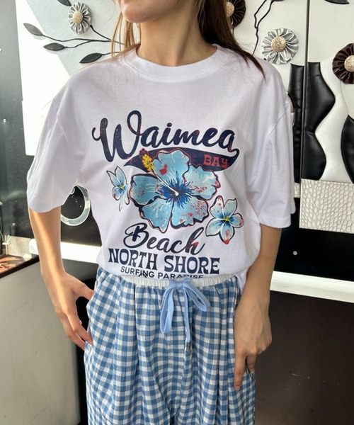セール】フラワープリント ロゴTシャツ 夏服（Tシャツ