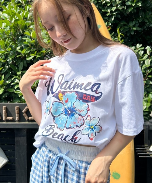 Loco Ocean(ロコオーシャン)の「フラワープリント ロゴTシャツ 夏服(Tシャツ/カットソー・レディース・ホワイト/ピンク・M/L)」の14枚目の写真