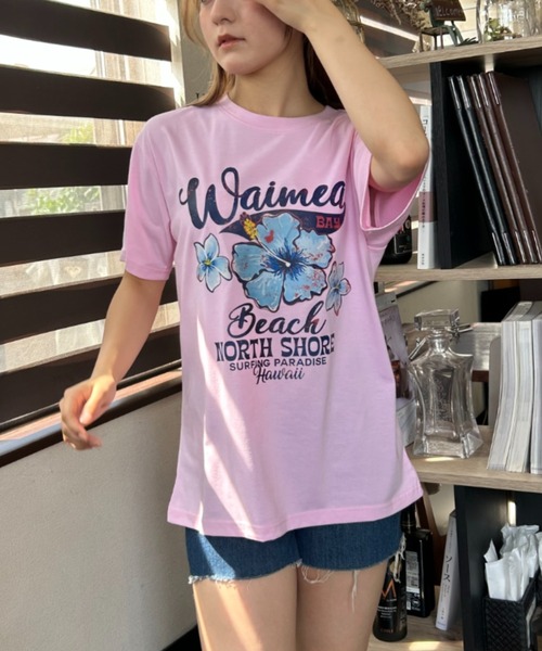 Loco Ocean(ロコオーシャン)の「フラワープリント ロゴTシャツ 夏服(Tシャツ/カットソー・レディース・ホワイト/ピンク・M/L)」の16枚目の写真