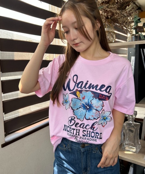 Loco Ocean(ロコオーシャン)の「フラワープリント ロゴTシャツ 夏服(Tシャツ/カットソー・レディース・ホワイト/ピンク・M/L)」の20枚目の写真