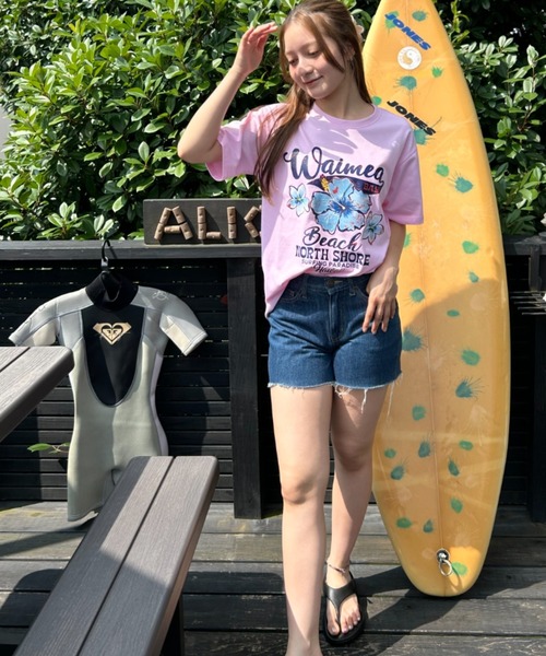 Loco Ocean(ロコオーシャン)の「フラワープリント ロゴTシャツ 夏服(Tシャツ/カットソー・レディース・ホワイト/ピンク・M/L)」の22枚目の写真