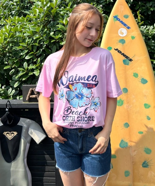 コットン フラワープリント ロゴ Tシャツ THJET49P03 USCW19 160]フラワーモチーフプリントロンT(カットソー・Tシャツ