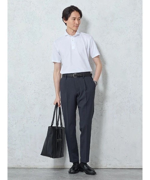 Perfect Suit FActory（パーフェクトスーツファクトリー）の「アルティマ　ニットポロシャツ　ホワイト/ブラック/グレー/ネイビー（ポロシャツ・メンズ・ネイビー/チャコールグレー/ホワイト/ブラック・L/LL/M/3L/S）」の6枚目の写真