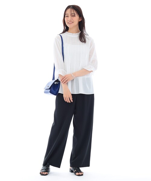 INDIVI（インディヴィ）の「【洗える/コットン】ピンタックシアーブラウス（シャツ/ブラウス・レディース・ライトグリーン/ホワイト/スミクロ/ブラック・34/15 /13/05/38）」の7枚目の写真