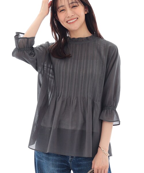 INDIVI（インディヴィ）の「【洗える/コットン】ピンタックシアーブラウス（シャツ/ブラウス・レディース・ライトグリーン/ホワイト/スミクロ/ブラック・34/15 /13/05/38）」の16枚目の写真