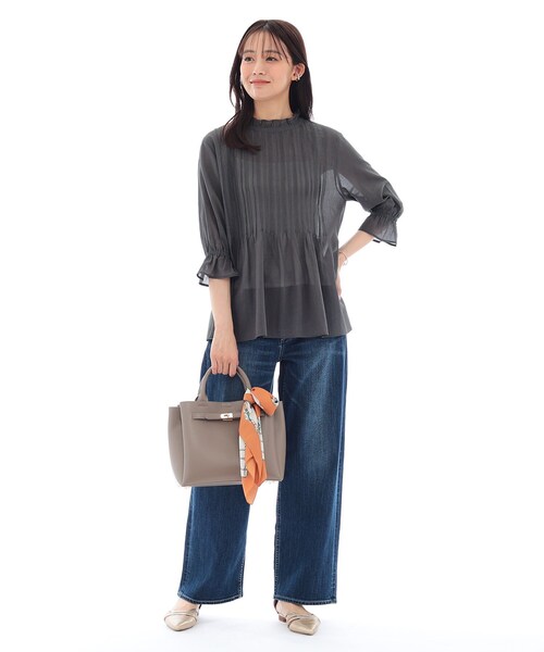 INDIVI（インディヴィ）の「【洗える/コットン】ピンタックシアーブラウス（シャツ/ブラウス・レディース・ライトグリーン/ホワイト/スミクロ/ブラック・34/15 /13/05/38）」の15枚目の写真