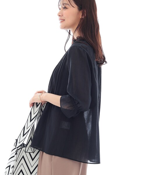 INDIVI（インディヴィ）の「【洗える/コットン】ピンタックシアーブラウス（シャツ/ブラウス・レディース・ライトグリーン/ホワイト/スミクロ/ブラック・34/15 /13/05/38）」の13枚目の写真