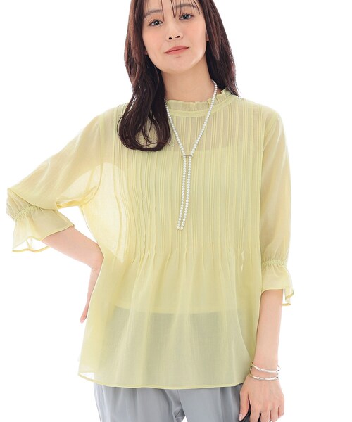 INDIVI（インディヴィ）の「【洗える/コットン】ピンタックシアーブラウス（シャツ/ブラウス・レディース・ライトグリーン/ホワイト/スミクロ/ブラック・34/15 /13/05/38）」の18枚目の写真