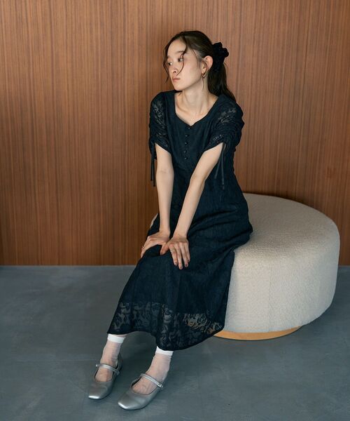 ♥新品タグ付き　ANLICO アンリコ ドレスエプロン♥刺繍レース セール】刺繍レース バックリボンドレス結婚式 パーティー