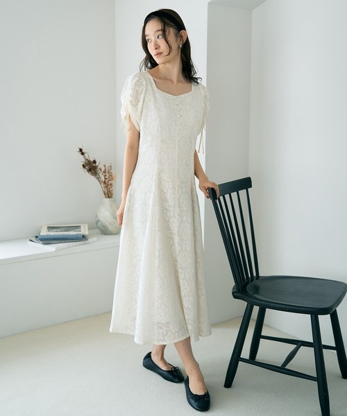 earth music&ecology（アースミュージックアンドエコロジー）の「パネル切り替えレースワンピース（ワンピース・レディース・ブラック/アイボリー・FREE）」の11枚目の写真